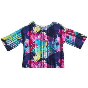 Soft Surroundings Mignon Top Size M Off-Shoulder Neck 3/4 Sleeve Violet Floral